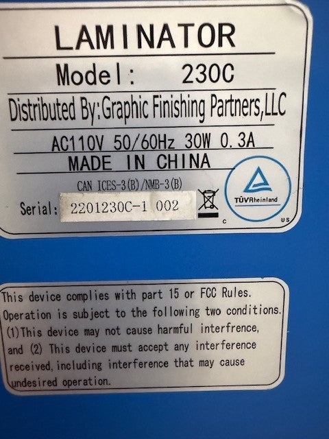2023 GFP 30" Cold Laminator 230C