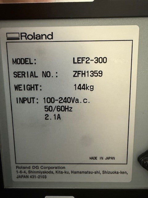 2022 Roland VersaUV LEF2-300 Printer